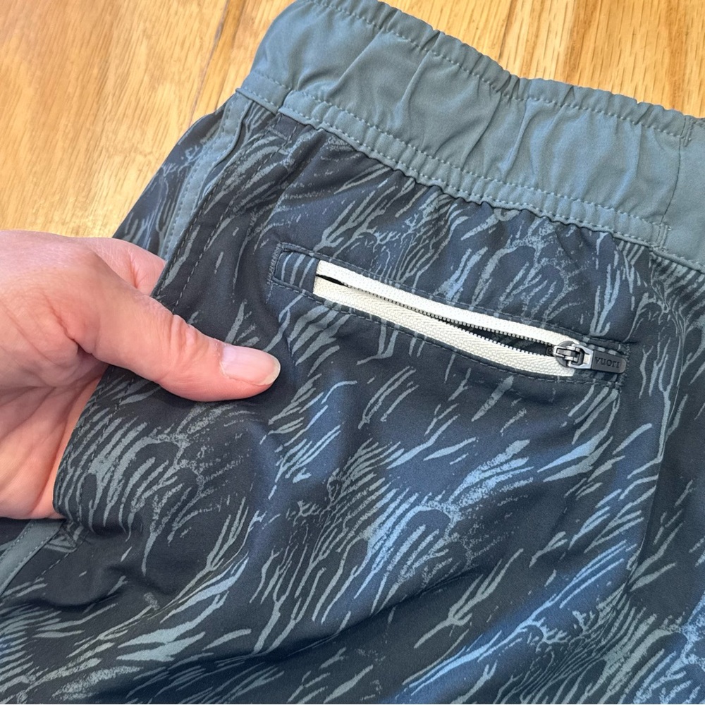 Vouri Men's Bank Shorts, Kashmir Flux Teal Gray Patterned Athletic Shorts, 7”, M - Picture 12 of 13